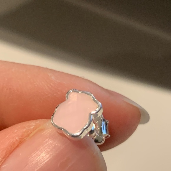 Tous Pink Silver ROSE QUARTZ Stone Earrings Silver Studs - Picture 2 of 12